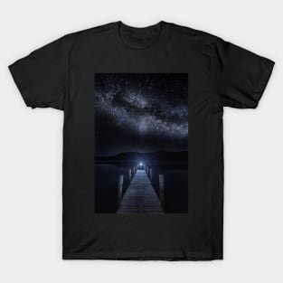 Milky Way over a Lake Jetty T-Shirt